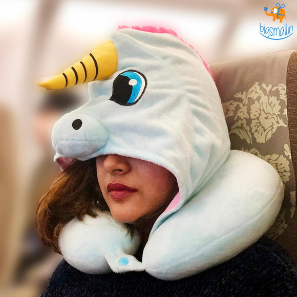 Unicorn neck shop pillow with hood