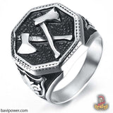 Stainless Steel Viking Battle Axe Ring