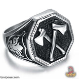 Stainless Steel Viking Battle Axe Ring