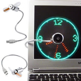 Ventilateur USB Flexible avec horloge virtuel LED pour Ordinateur