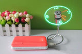 Ventilateur USB Flexible avec horloge virtuel LED pour Ordinateur