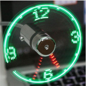 Ventilateur USB Flexible avec horloge virtuel LED pour Ordinateur