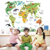 Colorful Animal World Map Wall Sticker