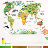 Colorful Animal World Map Wall Sticker