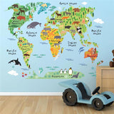 Colorful Animal World Map Wall Sticker