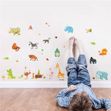 Colorful Animal World Map Wall Sticker