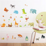 Colorful Animal World Map Wall Sticker
