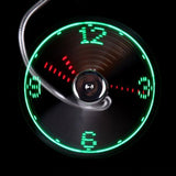 Ventilateur USB Flexible avec horloge virtuel LED pour Ordinateur