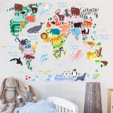 Colorful Animal World Map Wall Sticker