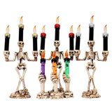 Resin LED Candle Holder 3-arms Skull Skeleton Candle Stand For Home Halloween Party DIY Decoration Candlestick Art Props