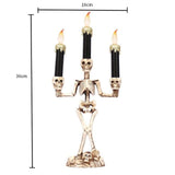 Resin LED Candle Holder 3-arms Skull Skeleton Candle Stand For Home Halloween Party DIY Decoration Candlestick Art Props