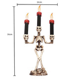 Resin LED Candle Holder 3-arms Skull Skeleton Candle Stand For Home Halloween Party DIY Decoration Candlestick Art Props