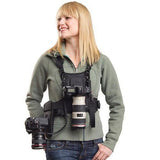 Camera Carrying Chest Harness Vest System with Side Holster